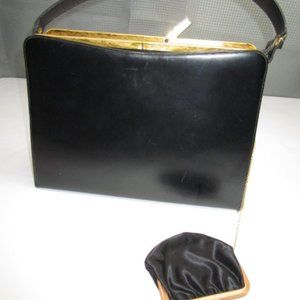 Retro "Jackie O" Black Patent Bag By Dorian